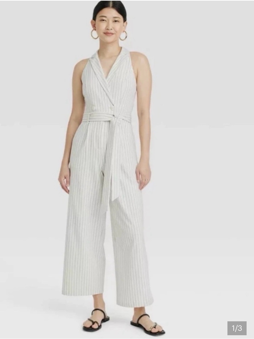 a new day Striped Sleeveless V-Neck Wide-Leg Jumpsuit XXL